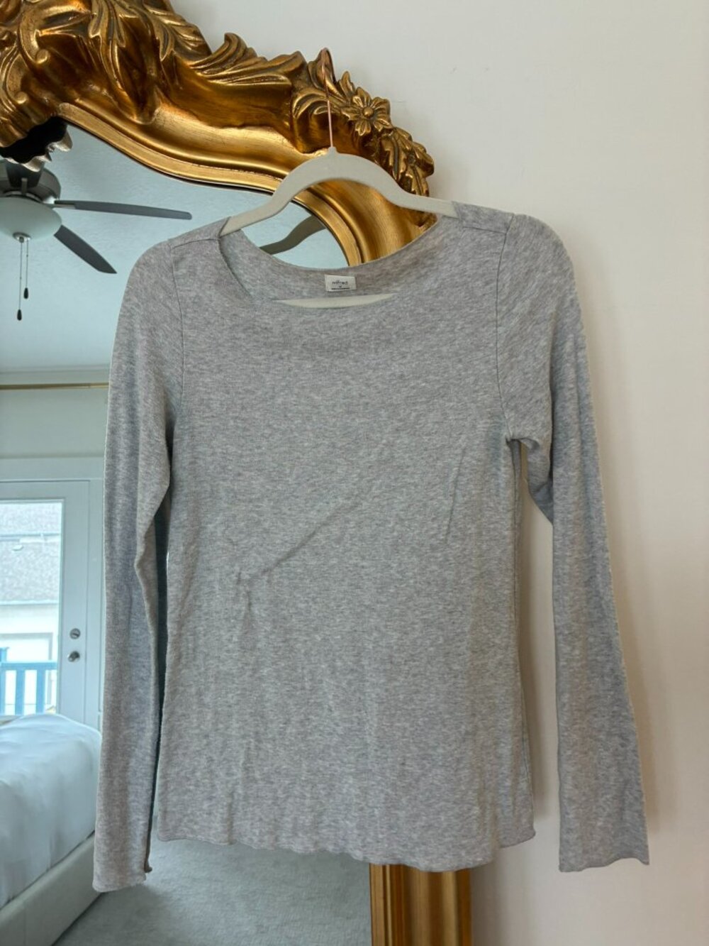 Wilfred Heather Gray Long Sleeve Scoop Neck Top M